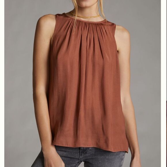 NWT Anthropologie Sleek Draped Low-Back Blouse - Picture 1 of 12